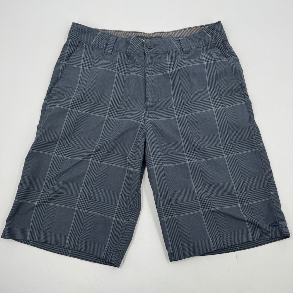 O'Neill Men's Plaid Shorts Size 30 Gray Relaxed Fit Casual Beach Surf
